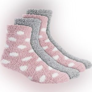 CHARTER CLUB SUPER SOFT SOCKS PINK WHITE POLKA DOT GRAY SHOE SZ6-10 SOCK SZ9-11